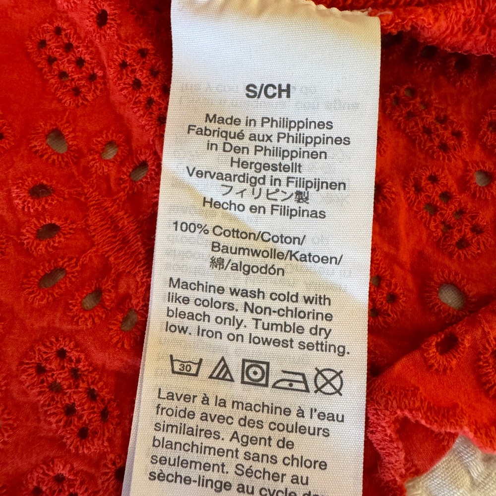 J.Crew Women’s long sleeveShirt with Eyelet Back Scarlet ,Red, Size small - Picture 6 of 7